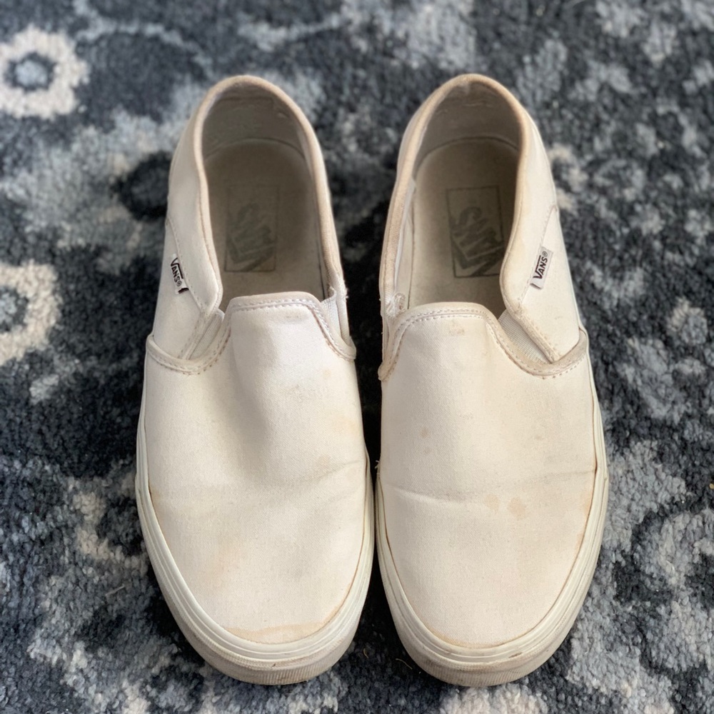 White Slip On Vans
